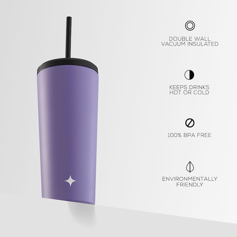JoyJolt Vacuum Insulated Stainless Steel Tumbler with Flip Lid and Straw - 20 oz - 20 oz