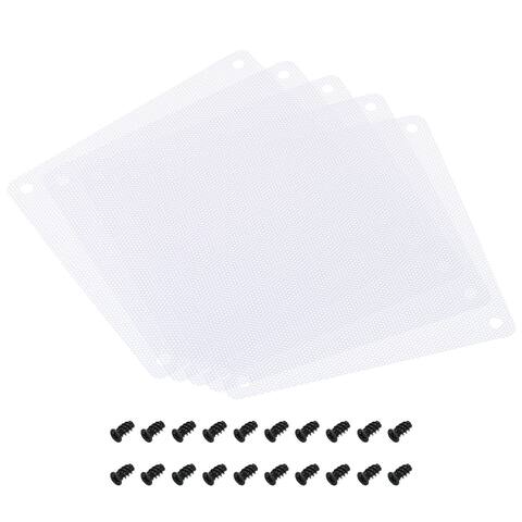 120mm Fan Dust Filter with Screw, 5 Pcs PVC Dustproof Mesh Cover Guard - White