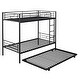 preview thumbnail 10 of 51, Industrial Design Twin Over Twin Bunk Bed,Versatile Metal Bunk Bed with Trundle,High Safety Guardrails,Easy-Glide Casters