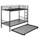 preview thumbnail 9 of 16, Twin over Twin Metal Bunk Bed With Trundle, Ladder, Black