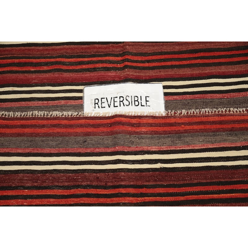 Hand Woven Oriental 100% Wool Carpet Southwestern Geometric Multi-Colored Kilim Area Rug - 10' 10'' X 4' 11''