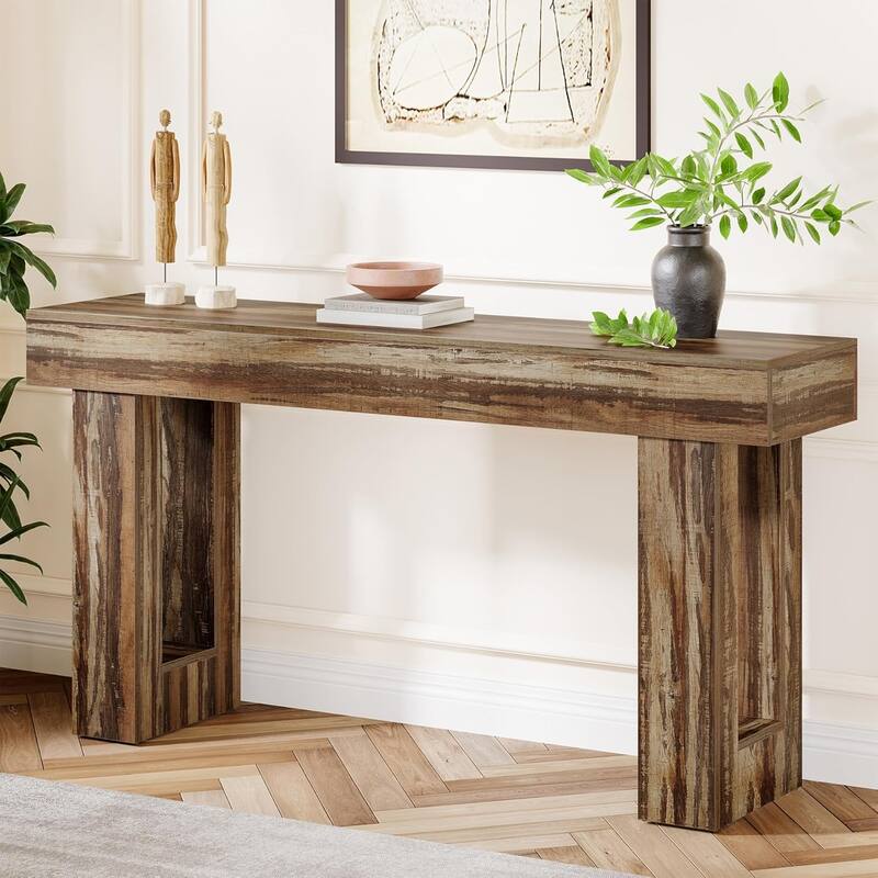 63" Wooden Console Table, Rectangular Sofa Table for Behind Couch, Entryway, HallwayLiving Room