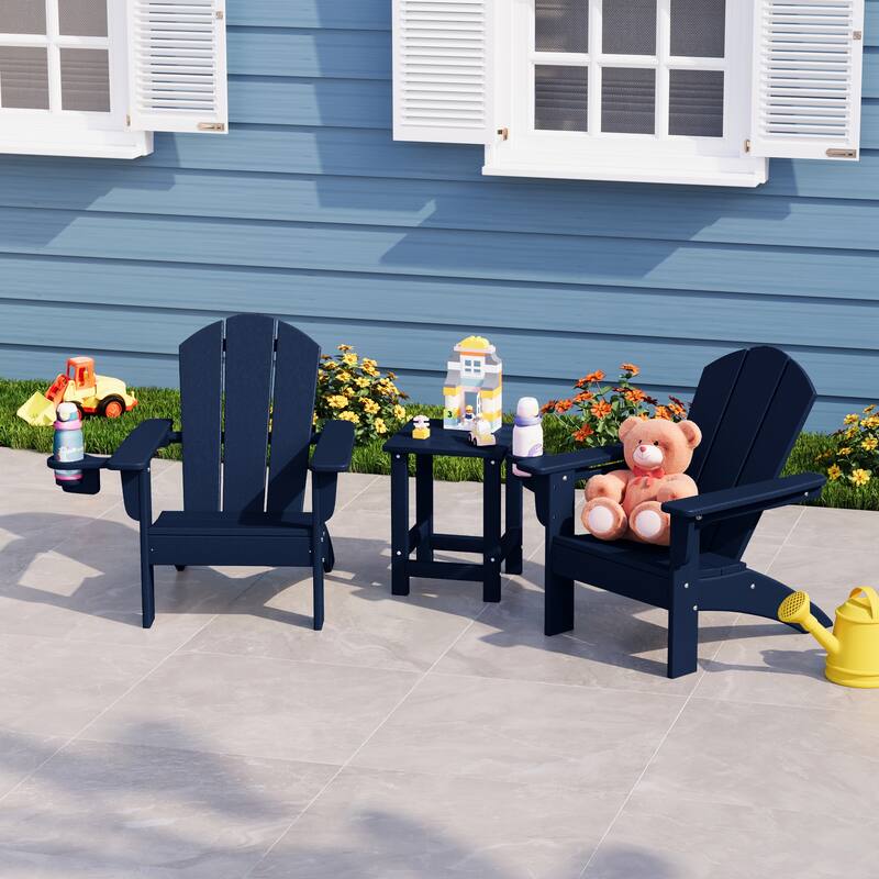 Laguna Kids Outdoor Poly Adirondack Chair with Side Table 3-Piece Set