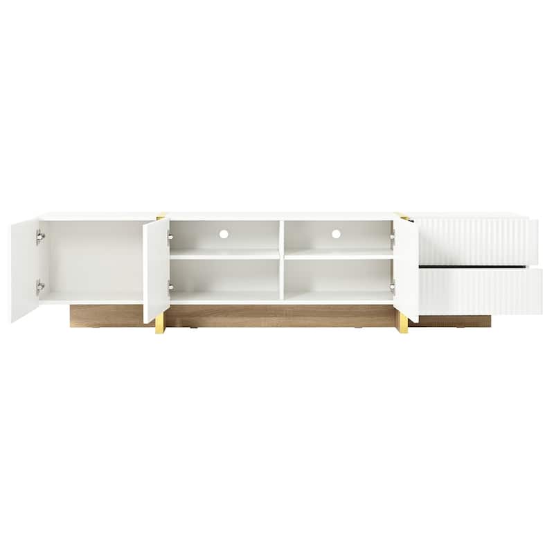 Luxury Fluted TV Stand,Modern Entertainment Center w/Storage Cabinets
