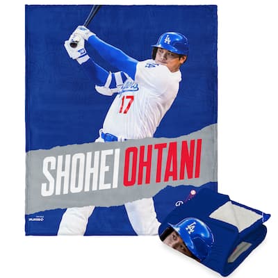 MLB Player Los Angeles Dodgers Shohei Ohtani Silk Touch Sherpa Throw Blanket