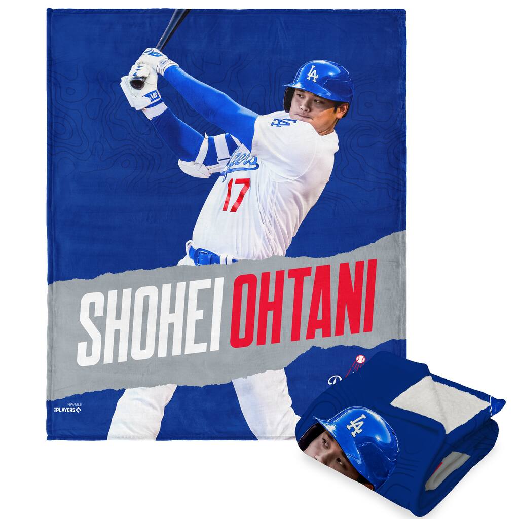 MLB Player Los Angeles Dodgers Shohei Ohtani Silk Touch Sherpa Throw Blanket