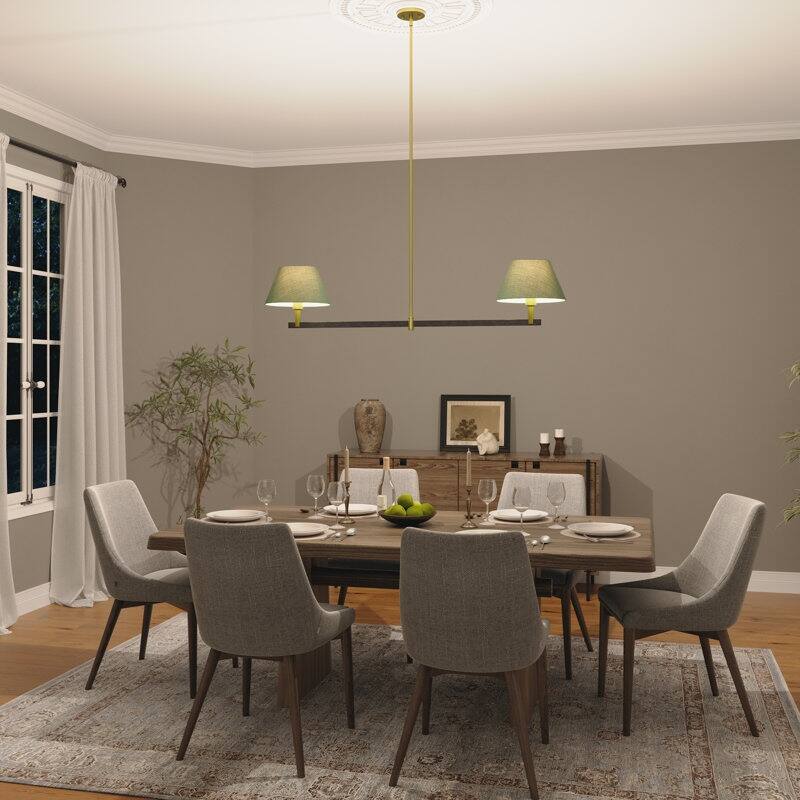 Acroma - 2 Light Gold Dimmable Lamp Shade Chandelier - N/A