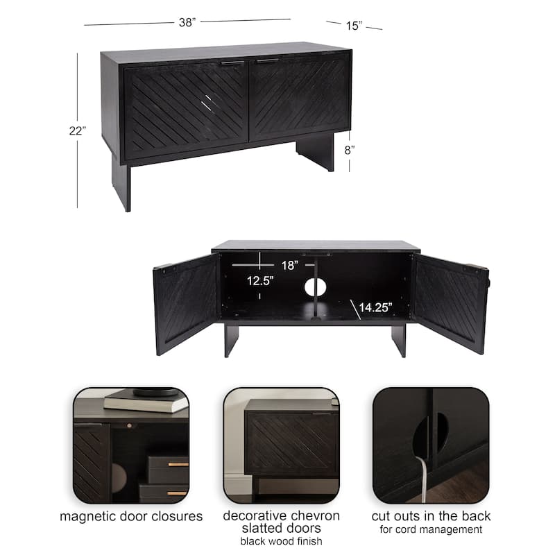 Kate and Laurel Mezzeta Wood TV Stand - 38x15x22