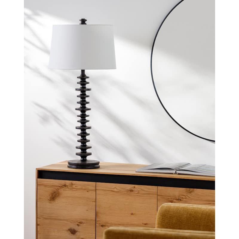 Livabliss x Galey Alix Merrill Modern Bevel Table Lamp - 37"H x 17"W x 17"D - Black