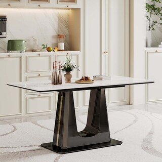 Sintered Stone Composite Tempered Glass Dining Table - Bed Bath ...