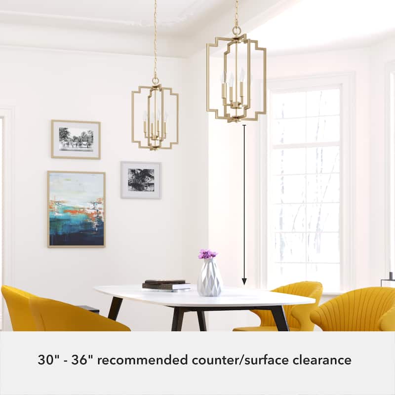 Hunter Zoanne 4-Light Modern Pendant Hanging Light - Island, Entry, Dining - Geometric, Contemporary, Candle, Transitional