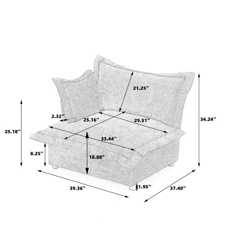 40"W Oversized Upholstered Chenille Comfy Cloud Corner Accent Chair