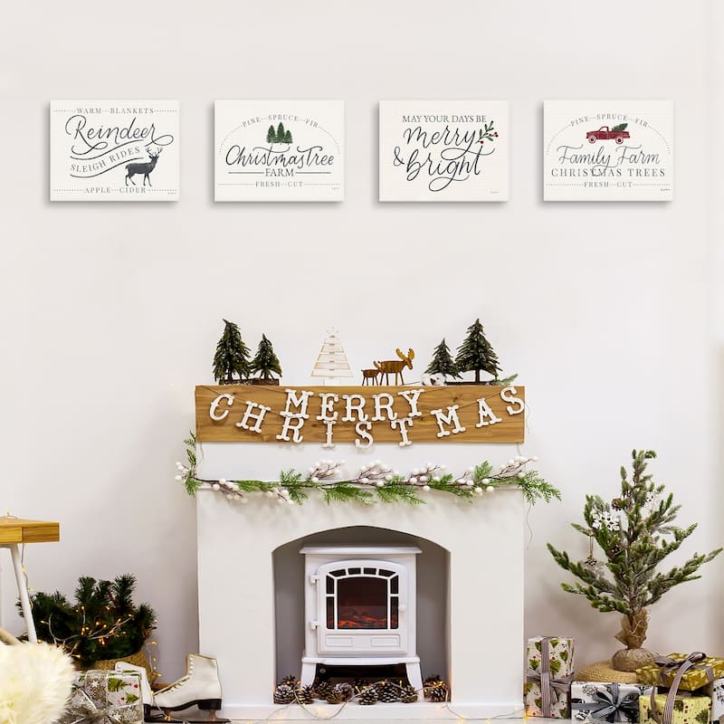 Vintage Christmas III, V, VII, Vintage Christmas Sign I Canvas Art Prints