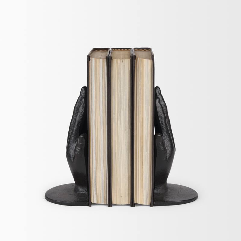 Praying Hands Bronze Cast Iron Book Ends - 5.9L x 4.7W x 7.2H