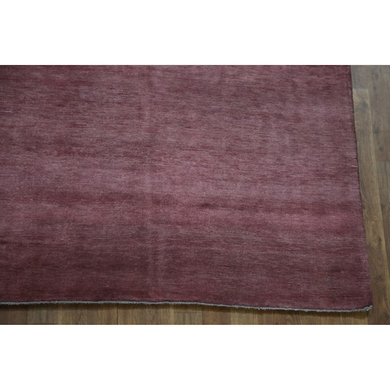 Hand Knotted Oriental 100% Wool Carpet Modern Solid Purples Gabbeh Area Rug - 12' 0'' X 8' 10''