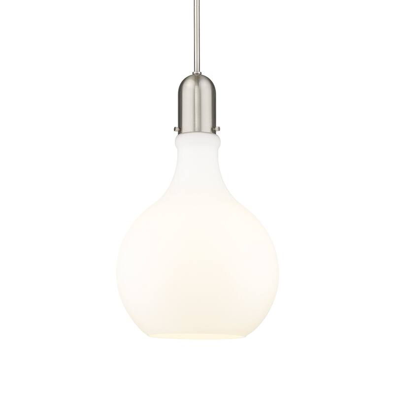 Innovations Lighting 492-1S-23-14 Amherst Pendant Amherst 14" Wide - Brushed Satin Nickel / Matte White