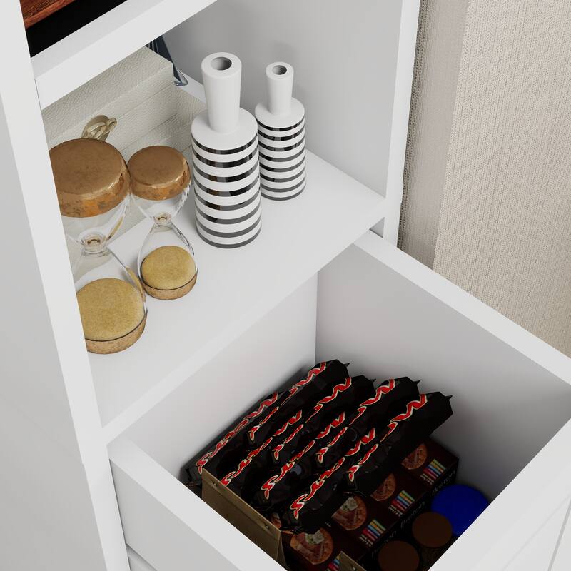 Elegant Storage Cabinet with 2 Doors and 4 Adjustable Shelves Vanity Cabinet Clothes Cabinet Dressing Cabinet for Bathroom