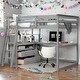 preview thumbnail 19 of 32, Wood Loft Bed Sturdy Frame with Desk and Shelves,2 Drawers,Full Size