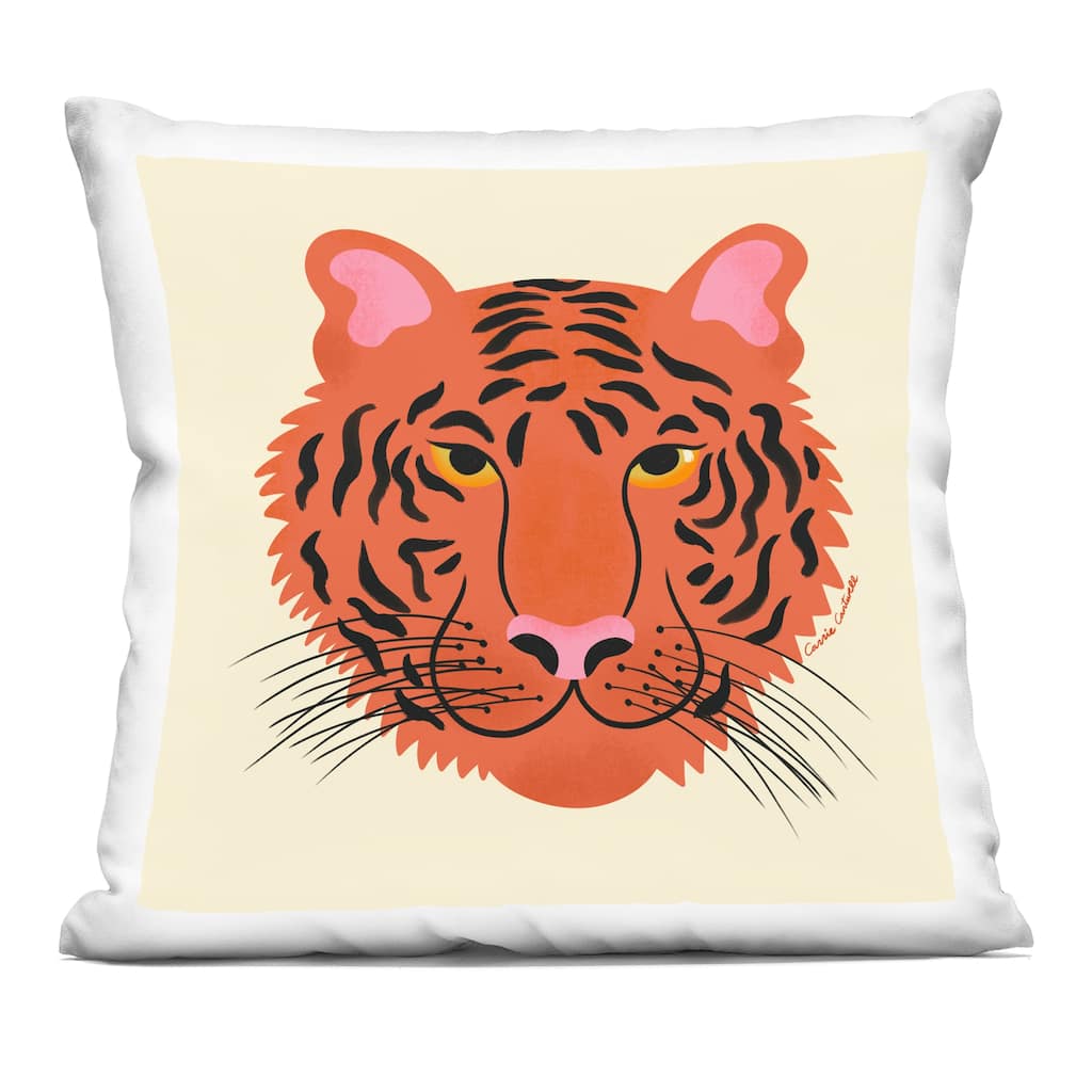 Stupell Modern Wild Tiger Face Decorative Printed Throw Pillow Design by Carrie Cantwell