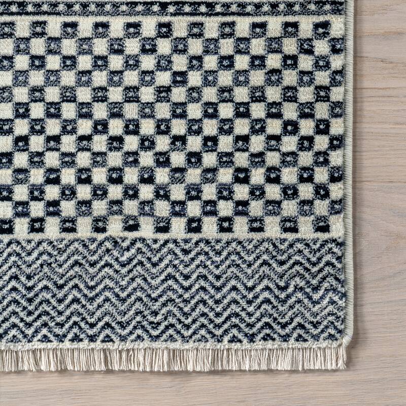 Nuloom Lavender Geometric Fringe Area Rug