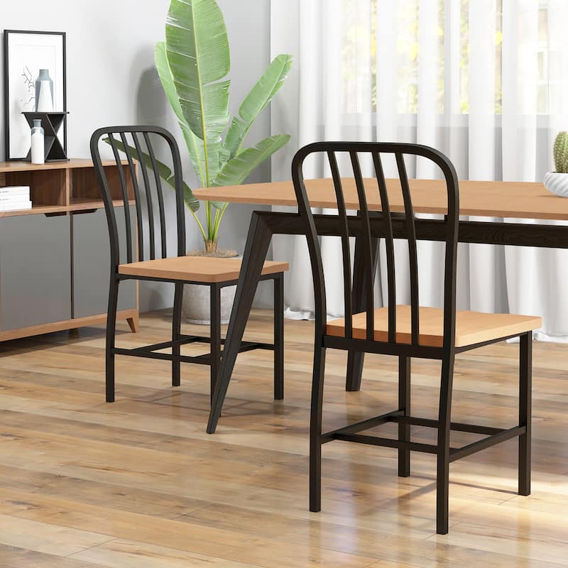 Gymax Dining Chair Set of 4 Armless Spindle Back Kitchen Chairs w/