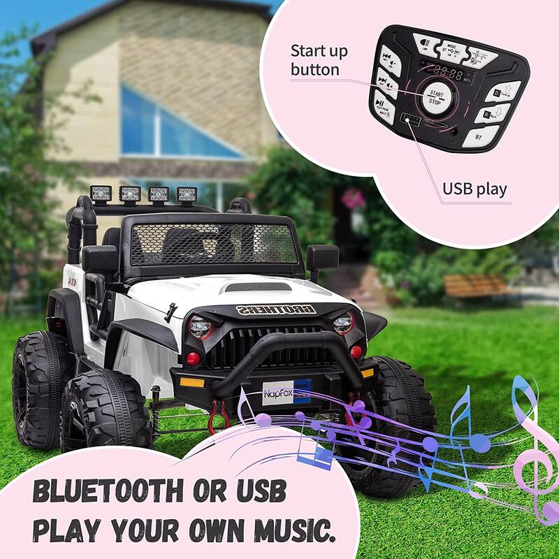 12V Electric Kids Ride On Car with Remote Control Two Seats LED Lights and Bluetooth for Ages 2 to 7 Years - 48.4"x34.6"x31.5"