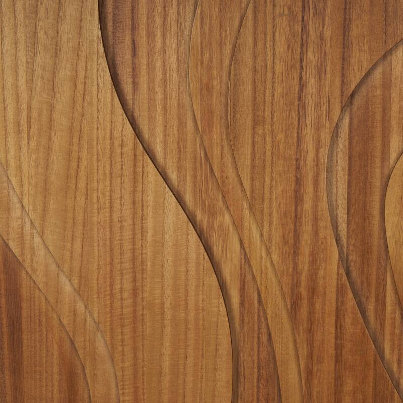 Wooden Abstract Wavy Carved Wall Decor - Set of 2 Brown - Roche River Decor