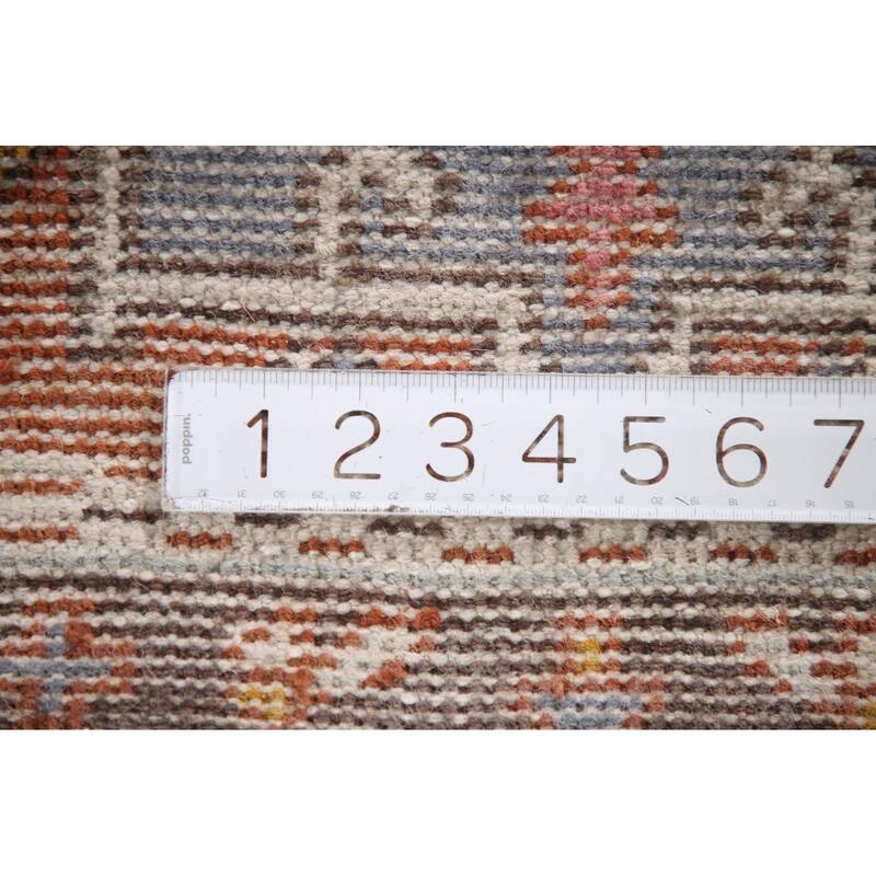 Orange Geometric Kazak Indian Area Rug Handmade Wool Carpet - 2'7"x 5'0"