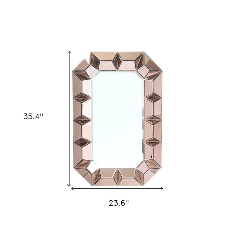 HomeRoots 35" Rose Gold Glass Framed Accent Mirror - 23.6