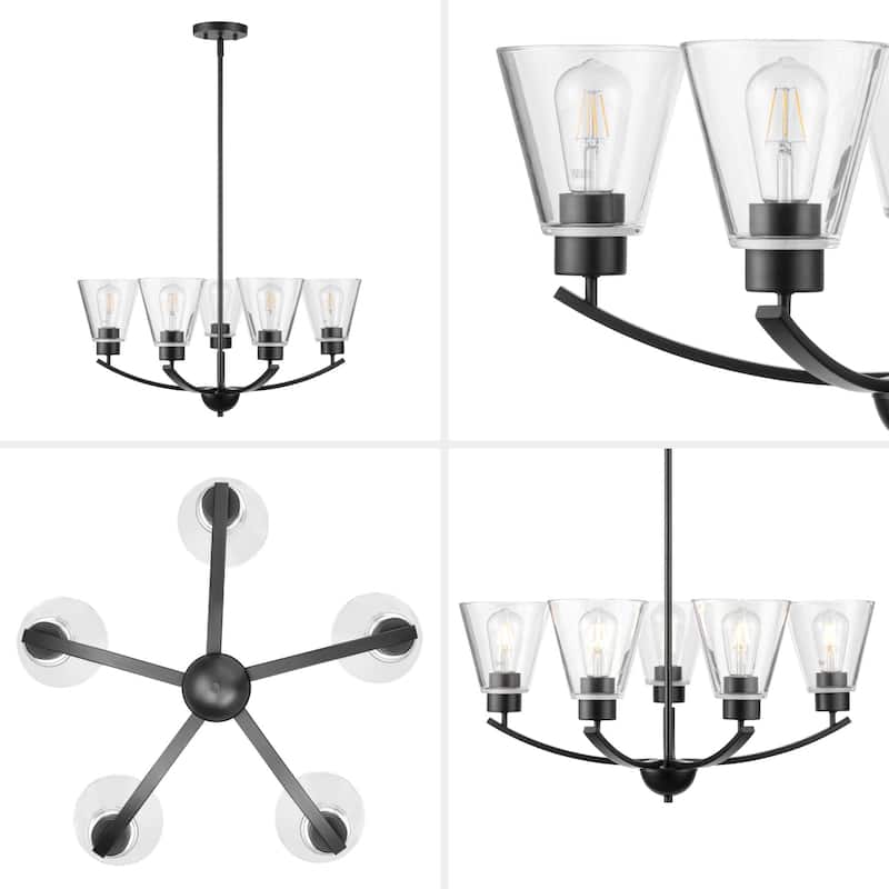Prominence Home Fairendale Matte Black 5-Light Chandelier with Clear Glass - 26.25