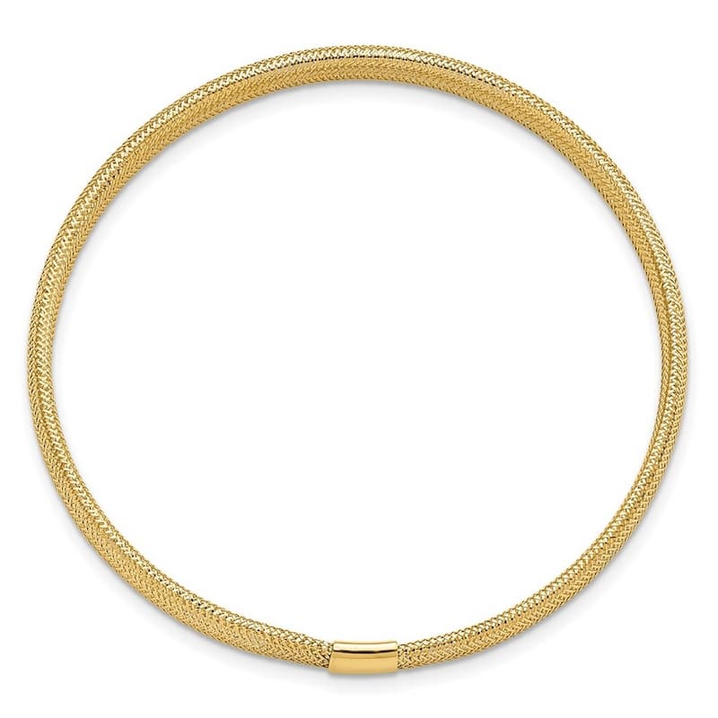 Curata 10k Yellow Gold Italian 4.5mm 7" Mesh Stretch Bangle Bracelet