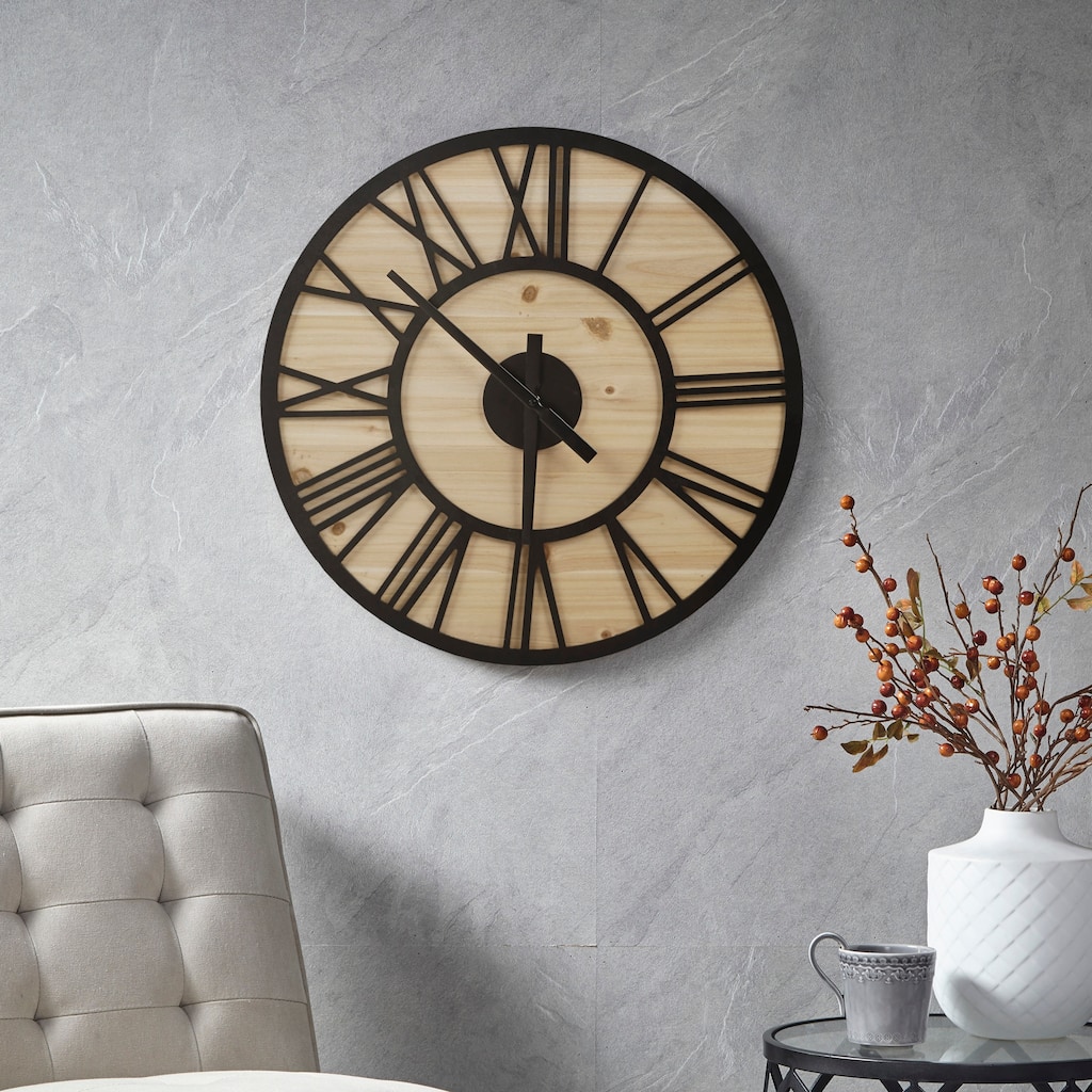 Madison Park Mason 23.6" Wood Wall Clock