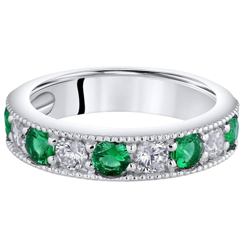 Sterling Silver 0.5 ct Created Emerald Stackable Ring