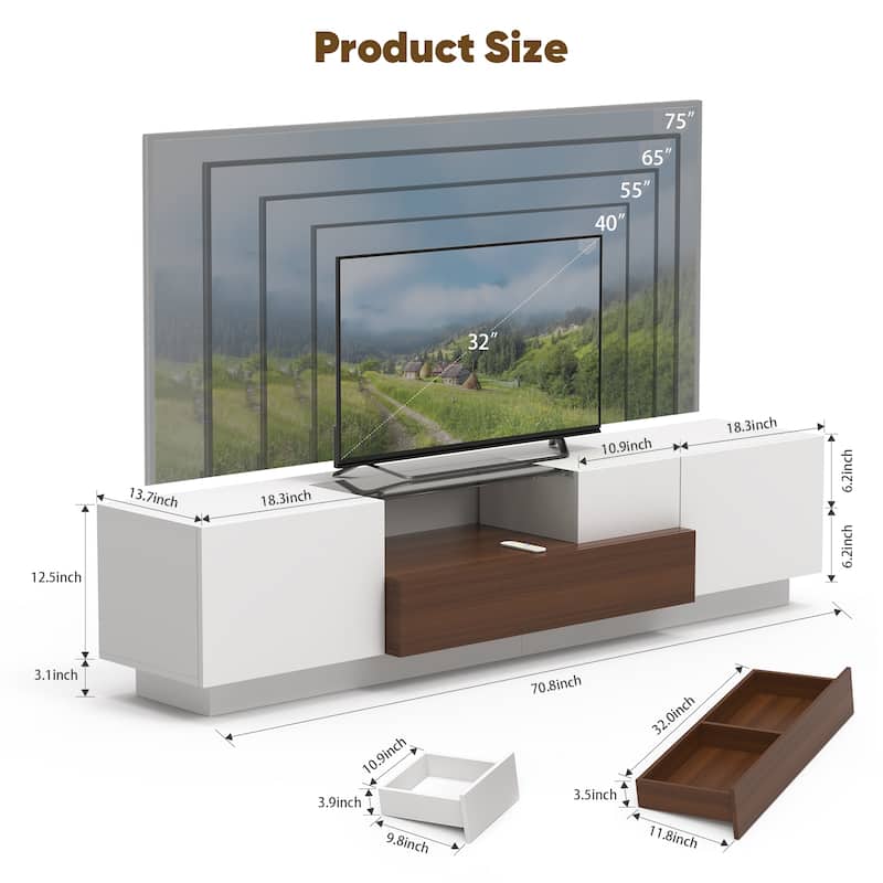 Pocassy Modern LED TV Stand for 55-75 inch TV or Living Room