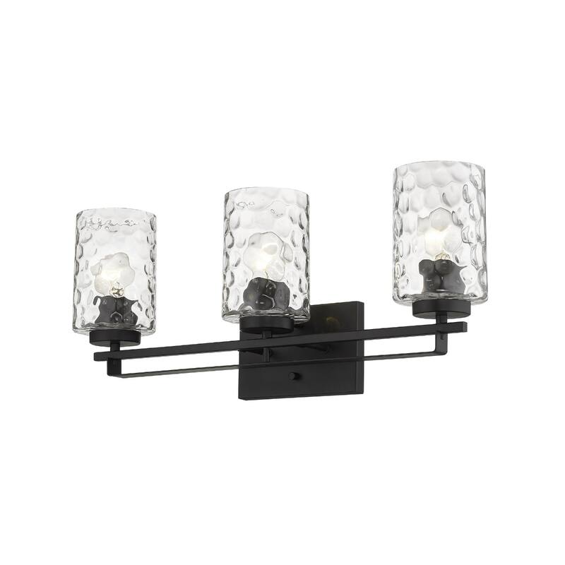 120 Voltage Transitional Flush Mount Vanity Light with Clear Glass Shade and Dimmable Hardwired Fixture - 3 - Matte Black