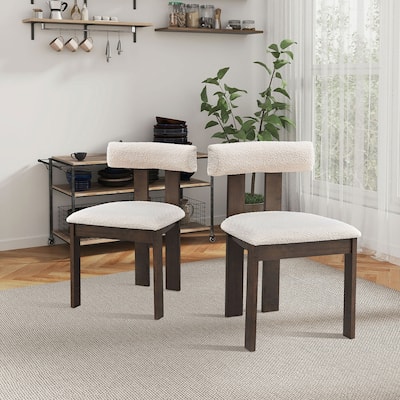 2PCS Wooden Boucle Dining Side Chairs