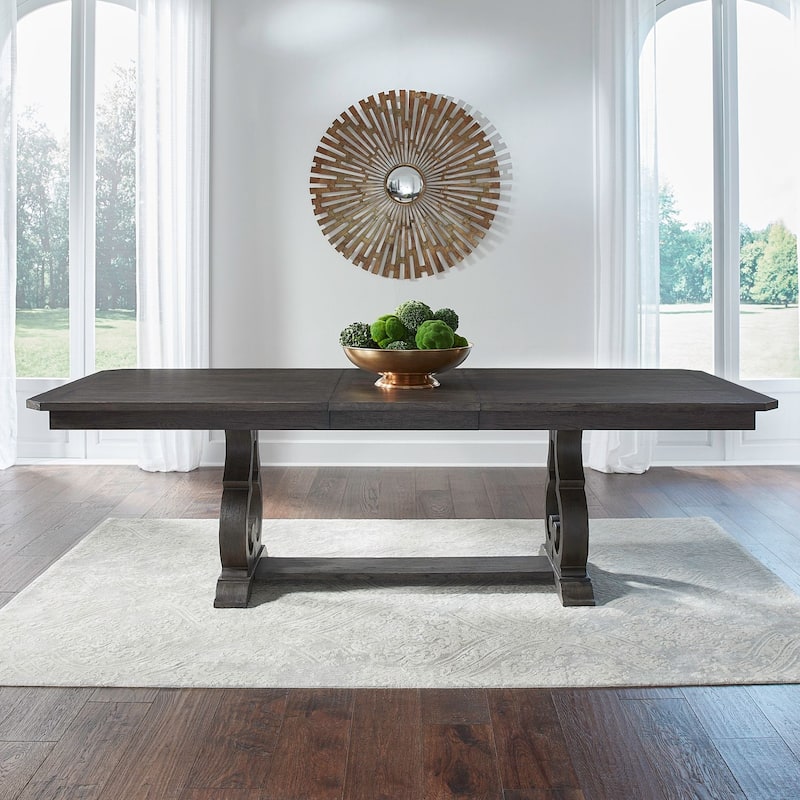 Liberty Furniture Grant Park Trestle Dining Table with Expandable Leaf - Width 42" x Depth 102" x Height 30" - Cappuccino