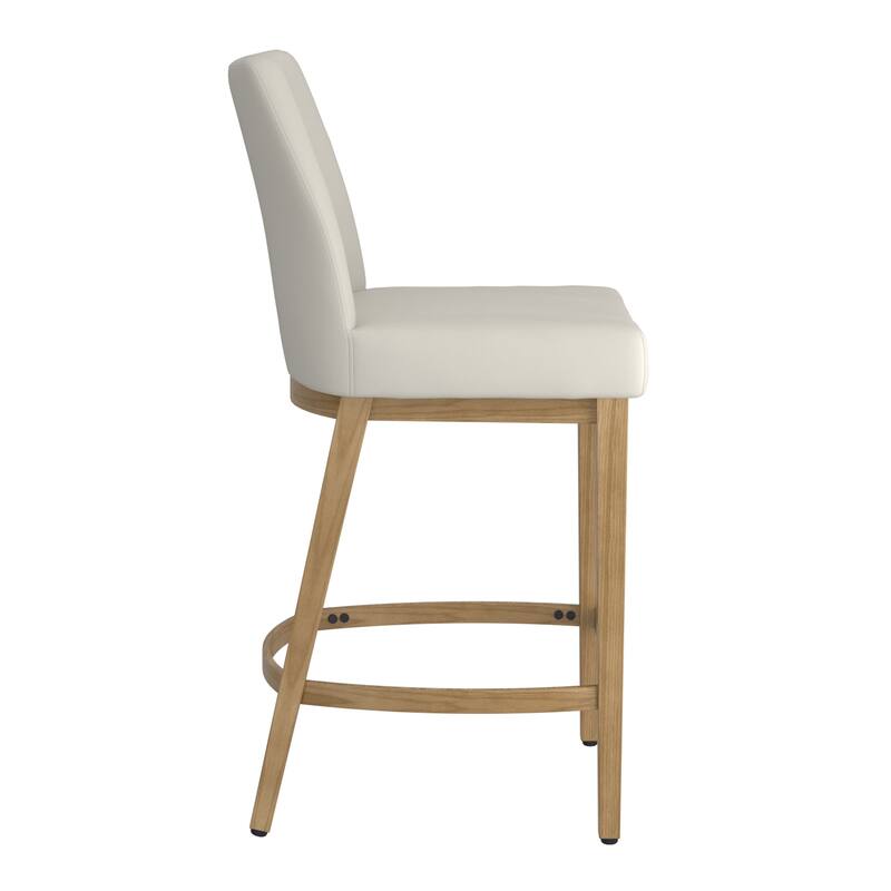 Modern Fabric and Metal 26" Counter Stool, Set of 2 - Beige and Black - N/A