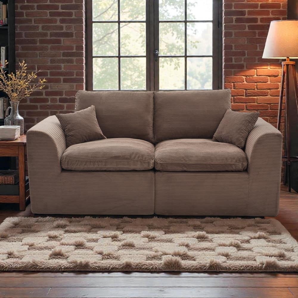 Modular Cloud Sectional Sofa, Comfy 2-Seater Corduroy Couch with Removable Covers