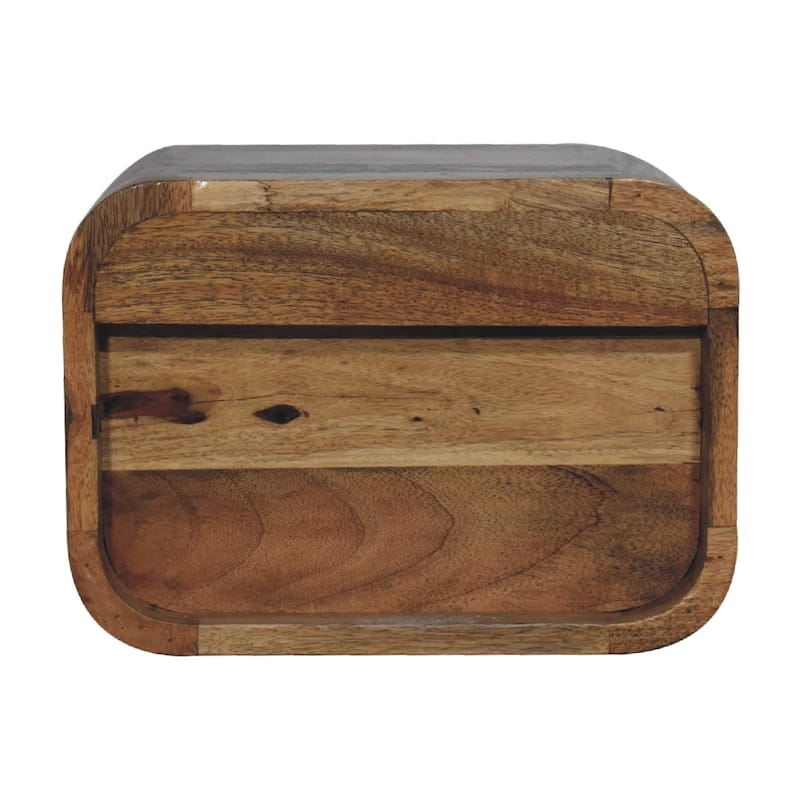 Artisan Furniture Solid Wood Oak-ish Floating Open Curve Nightstand