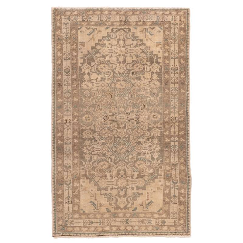 ECARPETGALLERY Hand-knotted Antalya Vintage Taupe Wool Rug - 3'2 x 5'2