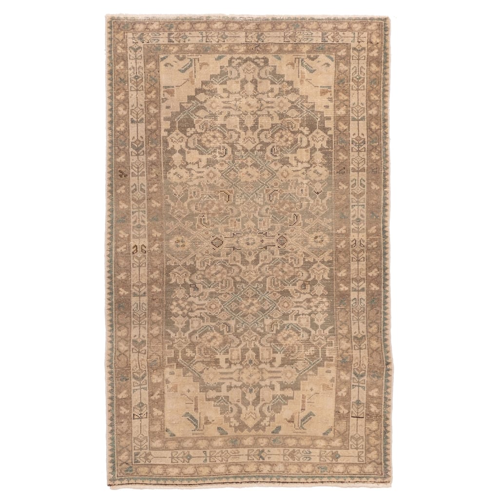 ECARPETGALLERY Hand-knotted Antalya Vintage Taupe Wool Rug - 3'2 x 5'2