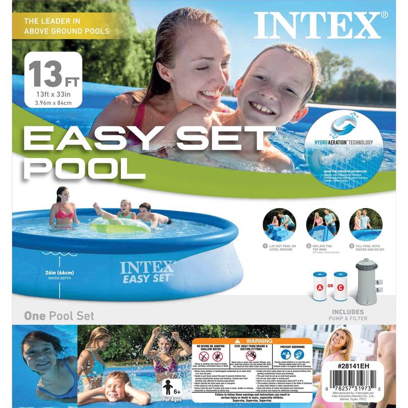 Intex 13ft x 32in Easy Set Above Ground Swimming Pool Kit & 530 GPH Filter Pump - 75