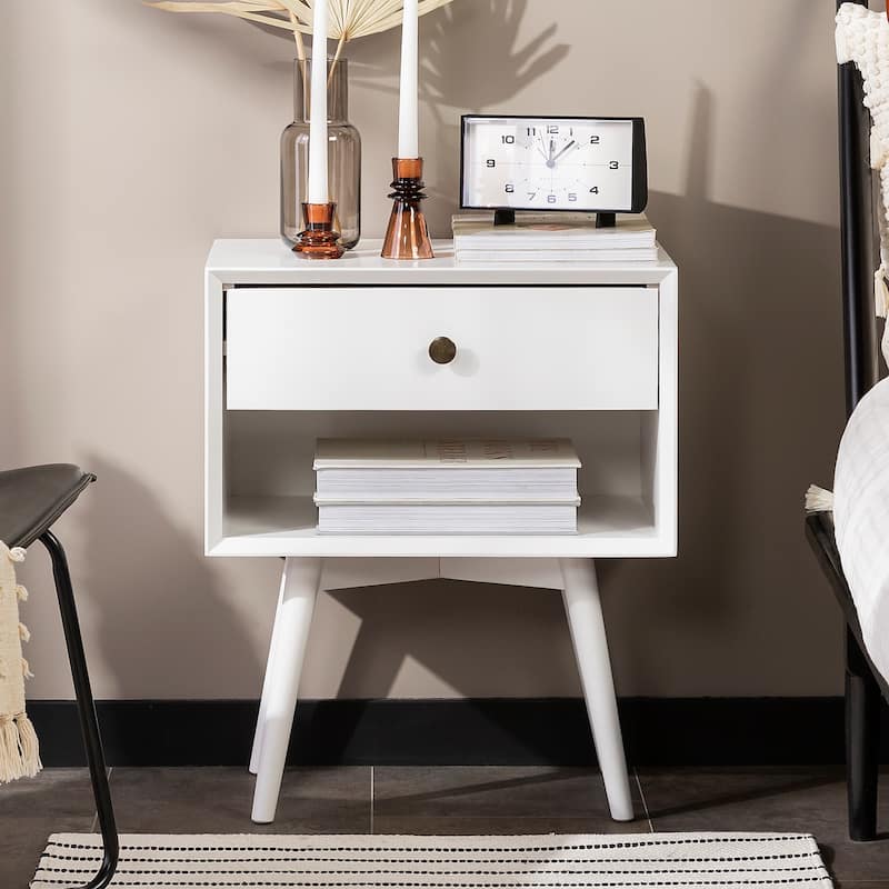 Middlebrook Mid-Century Solid Wood 1-Drawer, 1 Shelf Nightstand