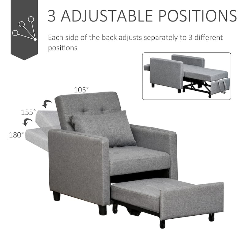 Modern 27.3" Upholstered Buttons Tufted Lounge Chair with Adjustable Angle Backrest and Pillow