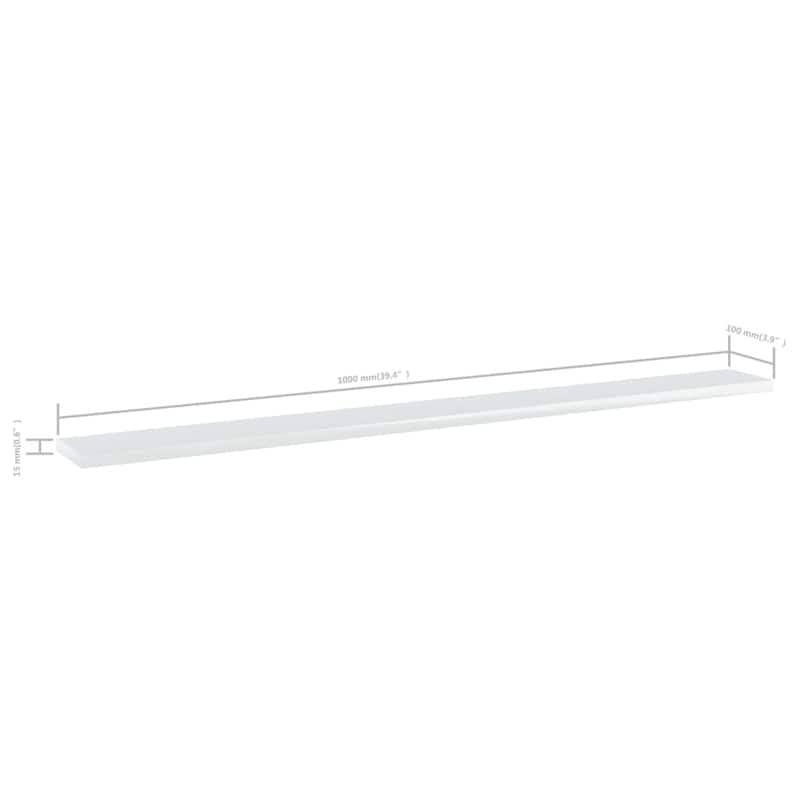 vidaXL Bookshelf Boards 4 pcs High Gloss White 39.4"x3.9"x0.6" Chipboard