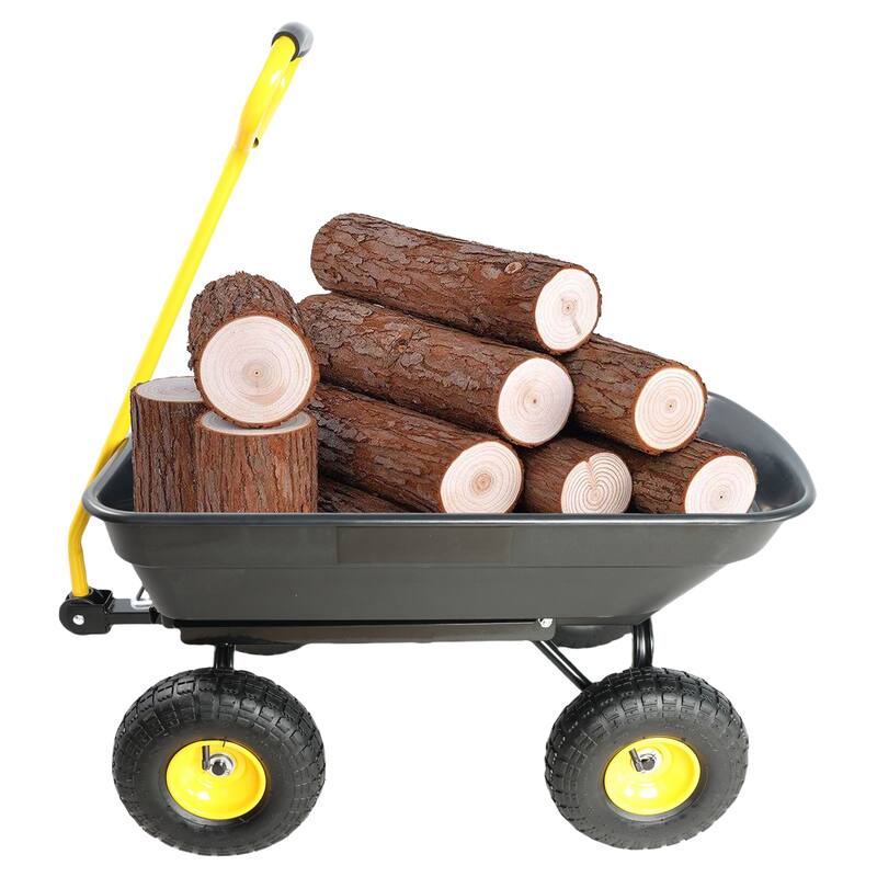 Heavy Duty Dump Truck Tool for Gardening and Outdoor Use - High Load Capacity, Wear-Resistant Tires, Easy Operation - Metal