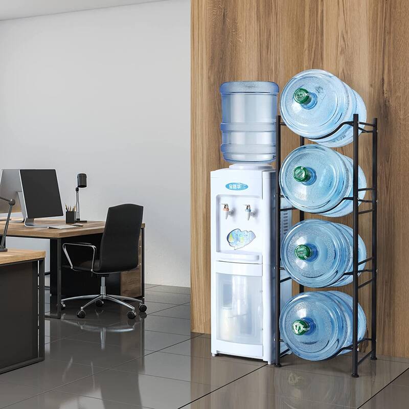 Heavy Duty Water Cooler Jug Rack - Black - 4 Tier