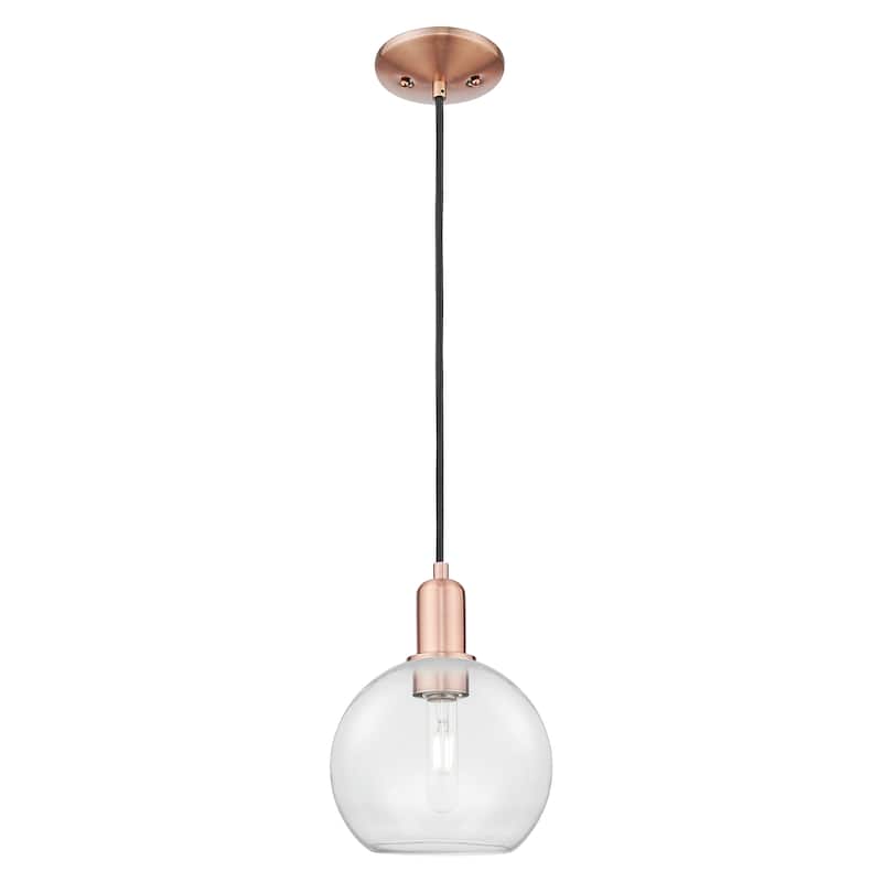 Innovations Lighting Endless Possibilities Arcadia - Athens - 1 Light 8" Cord Hung Mini Pendant - Clear/Antique Copper