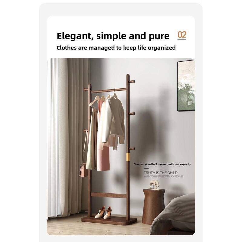 Solid Wood Coat Rack - Easy-to-Assemble Freestanding Hanger for Bedroom, Entryway, or Living Room